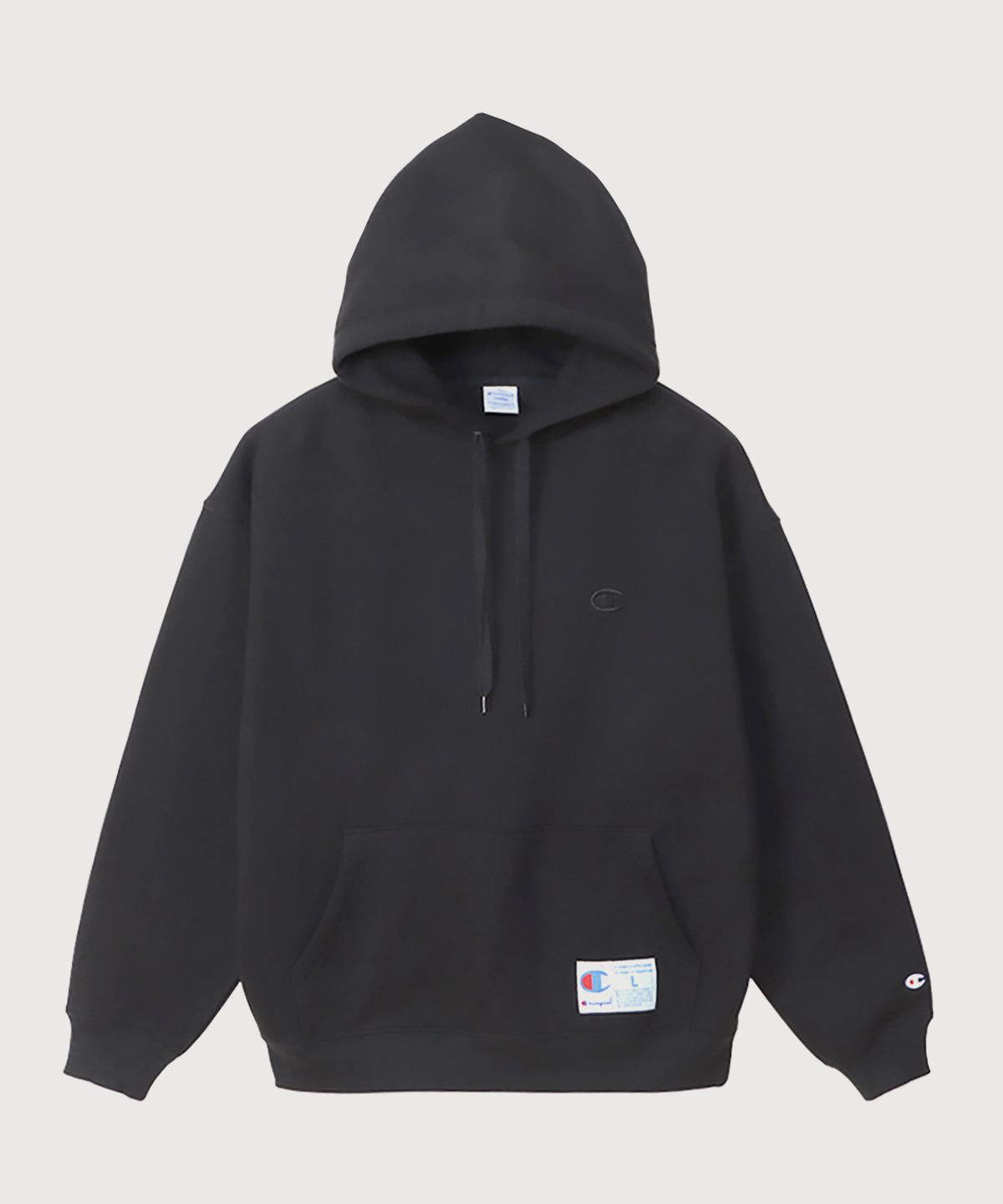 챔피온(CHAMPION) C로고 오버핏 조그택 후드 티셔츠 Black