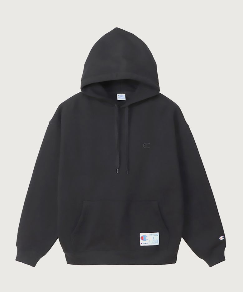 C로고 오버핏 조그택 후드 티셔츠 Black