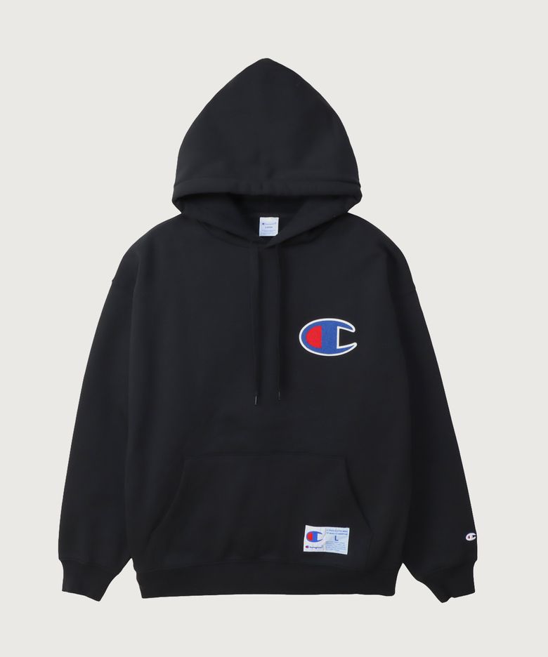 빅 C로고 오버핏 조그택 후드 티셔츠 Black
