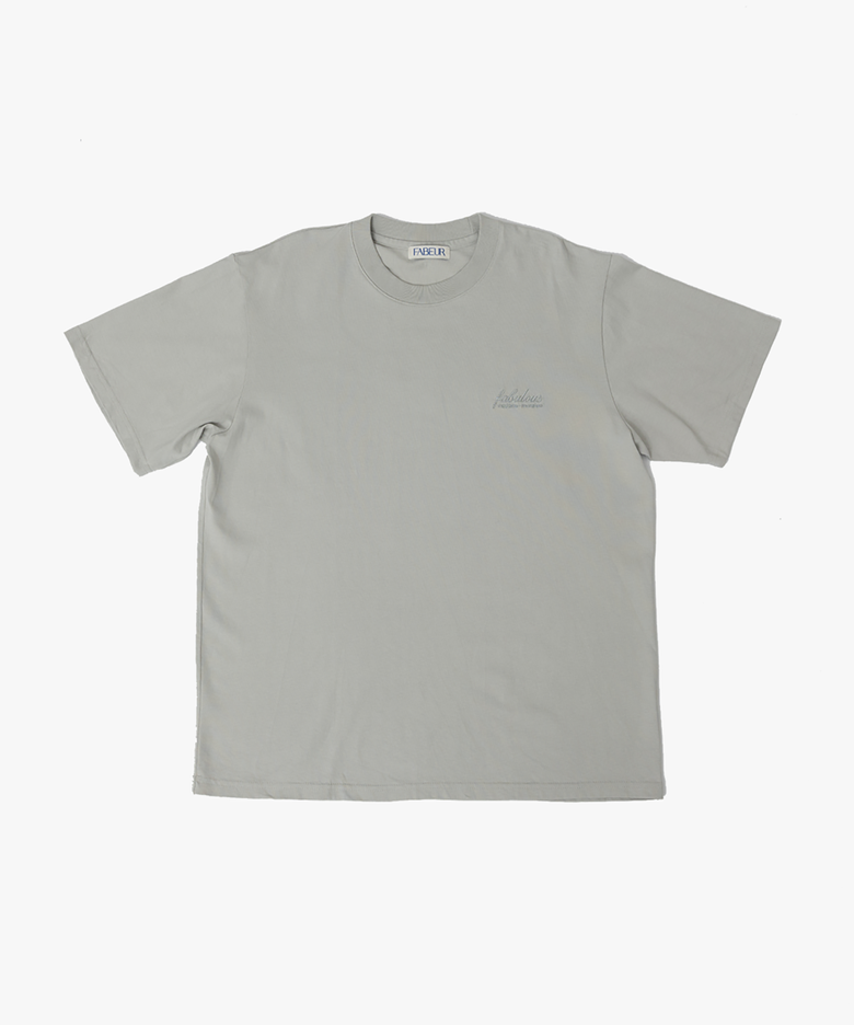 LETTERING EMBROIDERED T-SHIRT (ASH GREY)