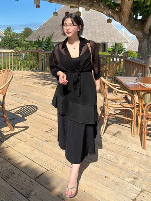 메데이 원피스+셔츠 세트 빅사이즈