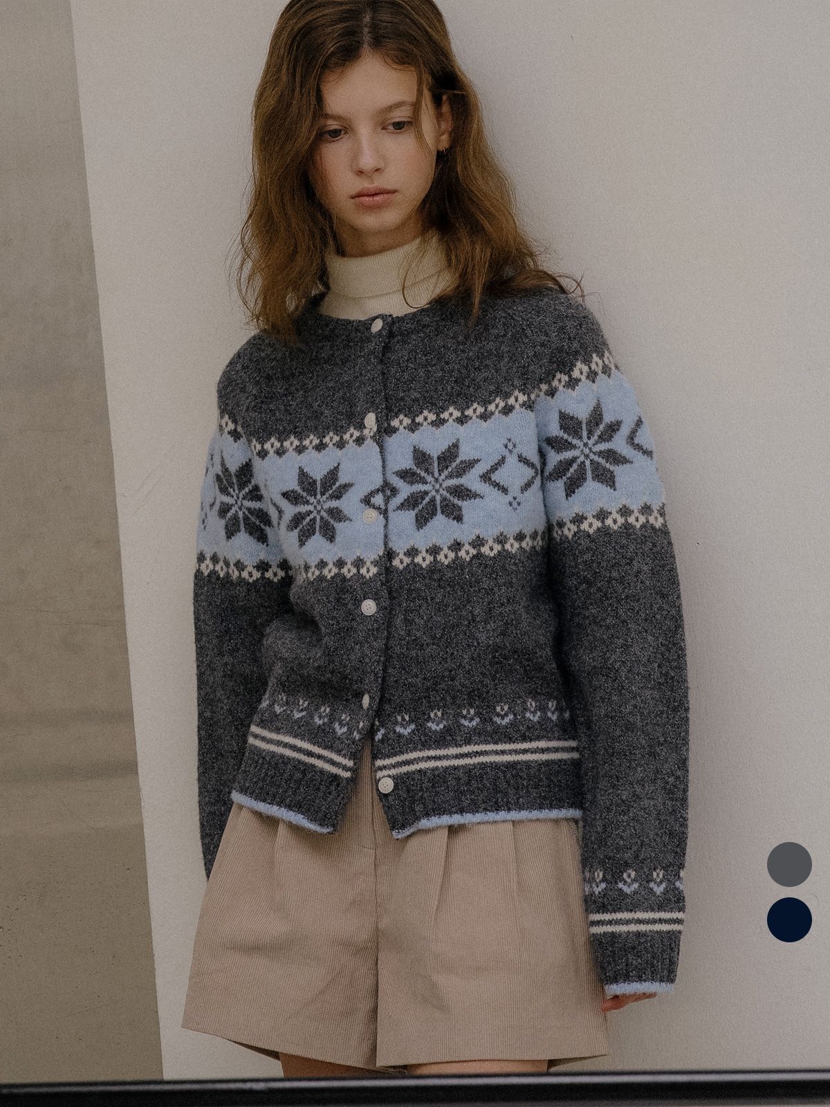 틸아이다이(TILL I DIE) Snowflake wool blended cardigan [TIWT02CD02]_2color