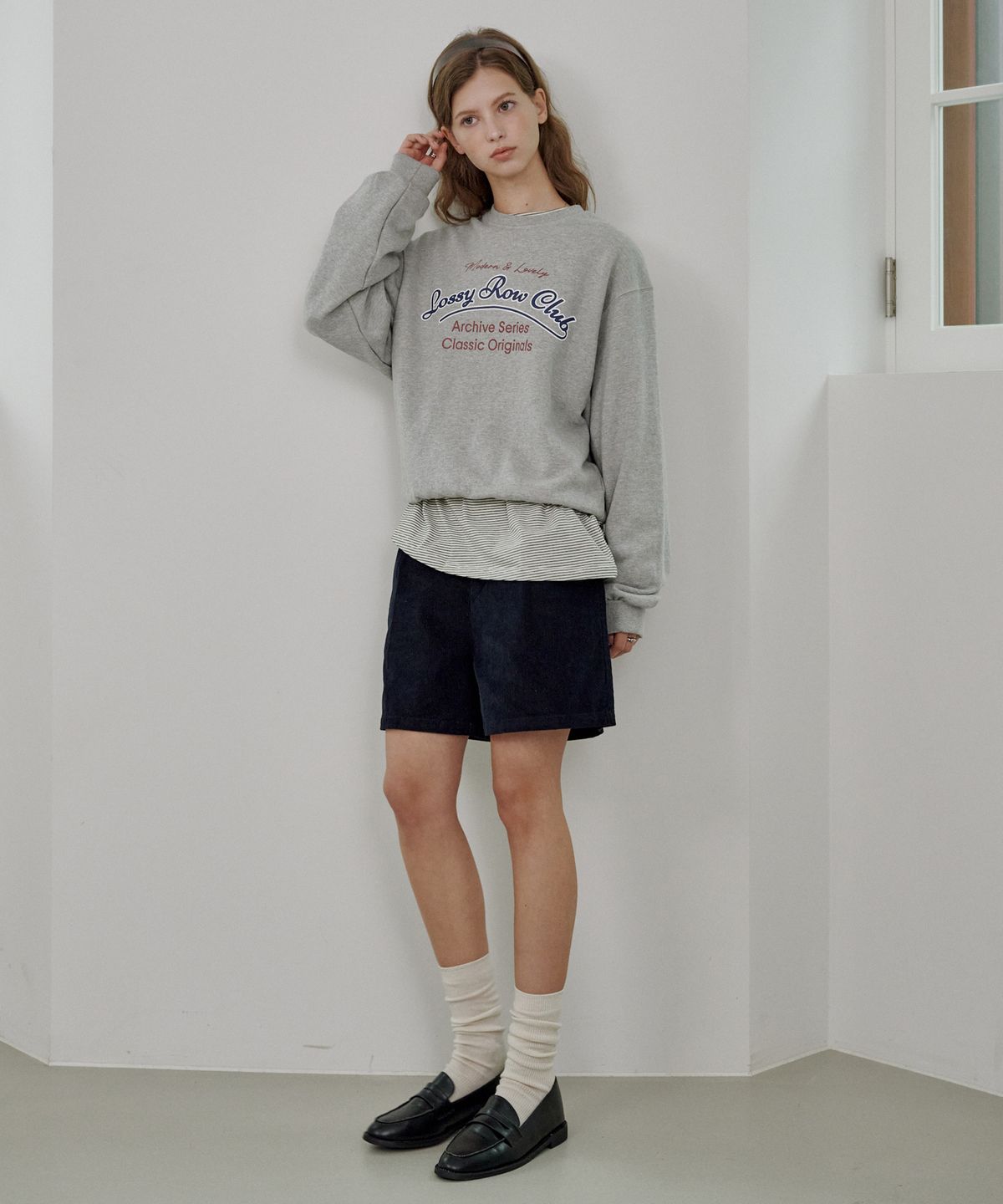 로시로우(LOSSYROW) Soft Corduroy Half Pants Dark Navy