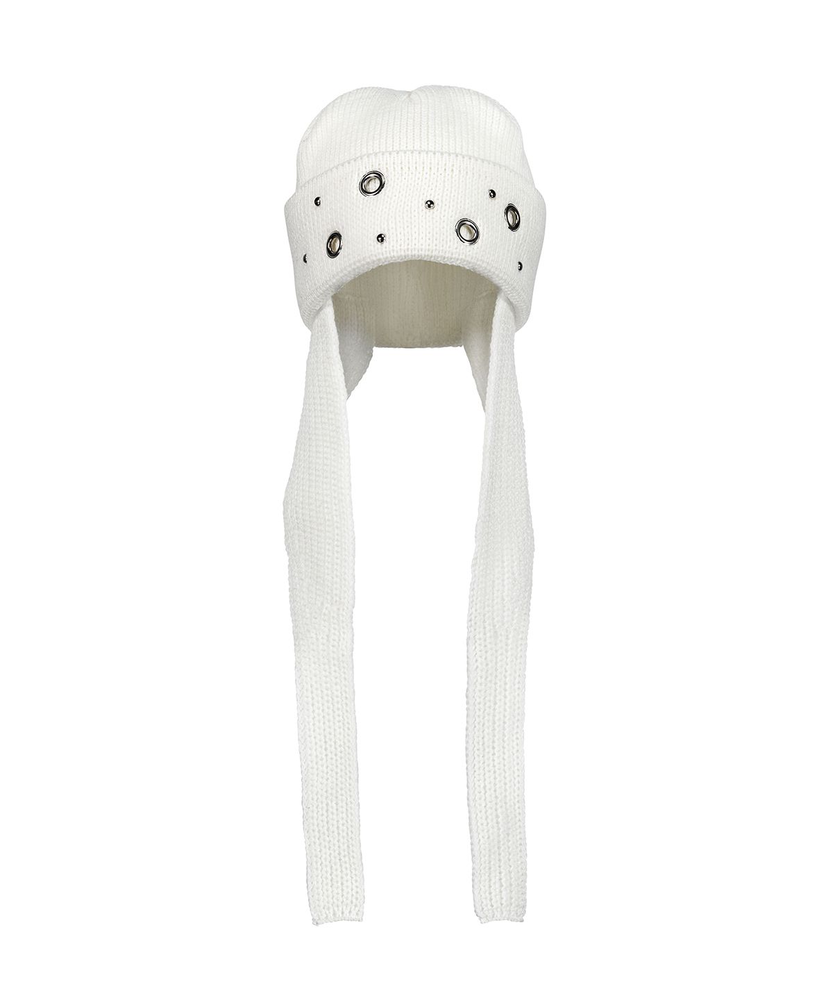 디오스피스(DAUSPICE) (DUC) Eyelet Stud Earflap Beanie White
