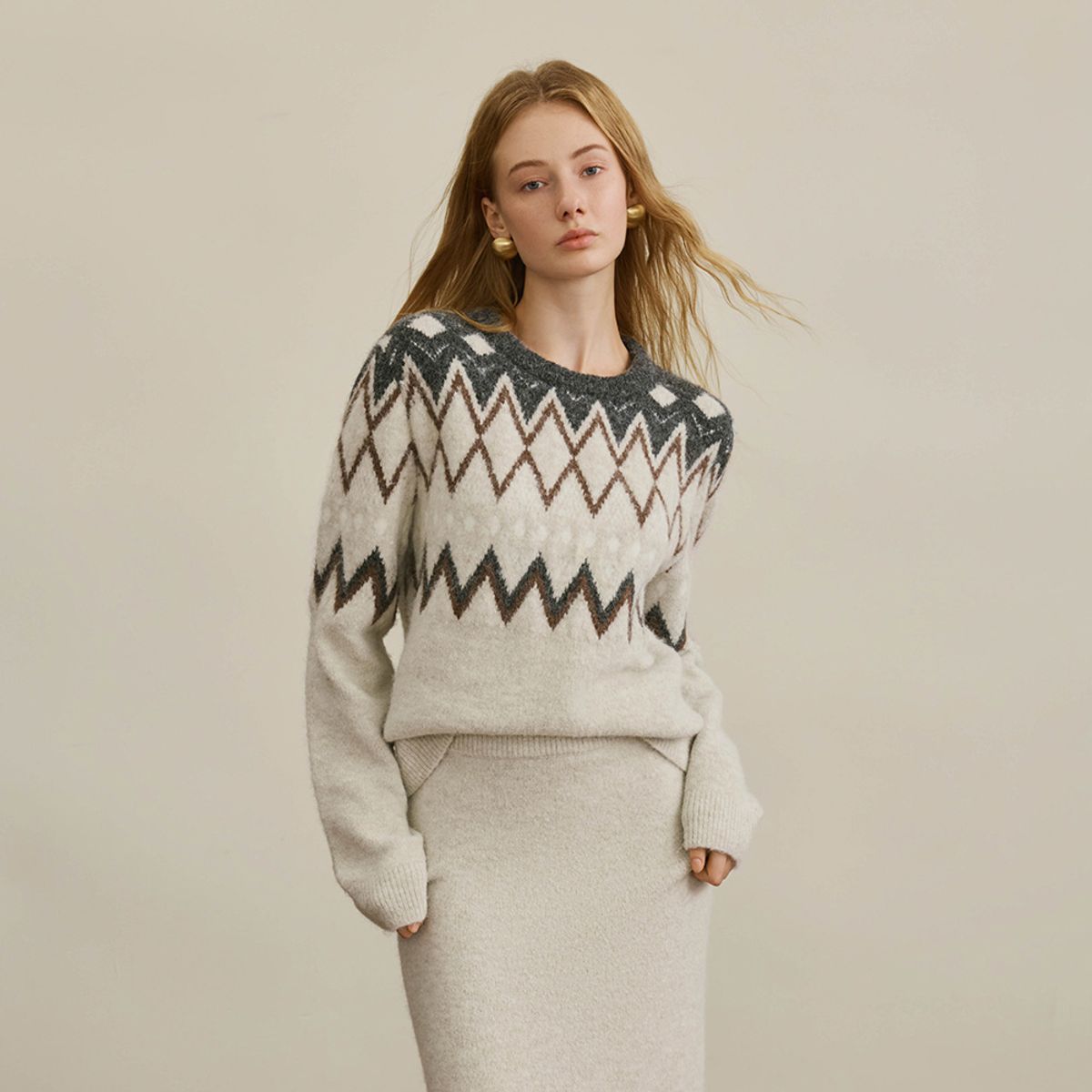 와이와이아이엠(YYIAM) YY_Fair Isle casual knitted top