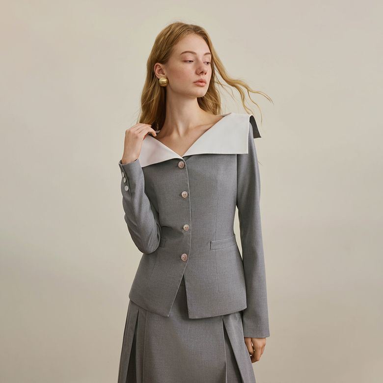 YY_Contrast collar jacket