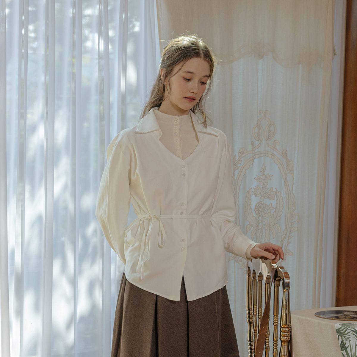 프라우드 마리(PROUD MARY) PM_Crew neck casual shirt_2color