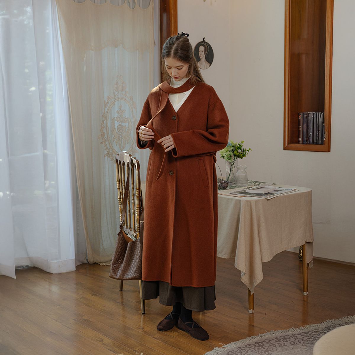 프라우드 마리(PROUD MARY) PM_Non-detachable collar coat_BROWN