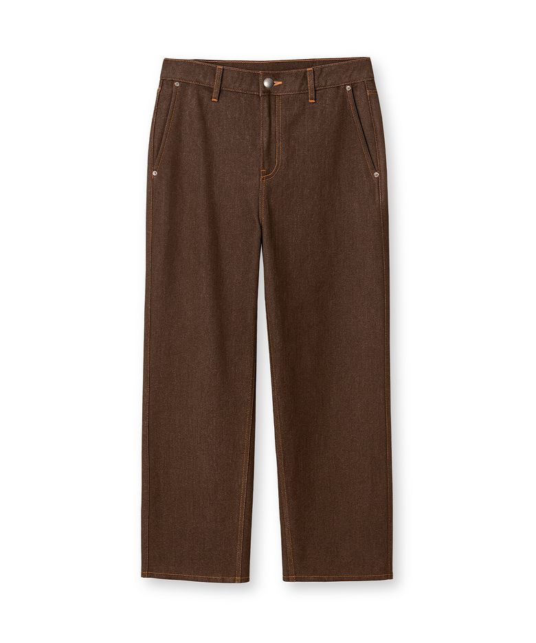 WIDE FIT DENIM PANTS (BROWN)