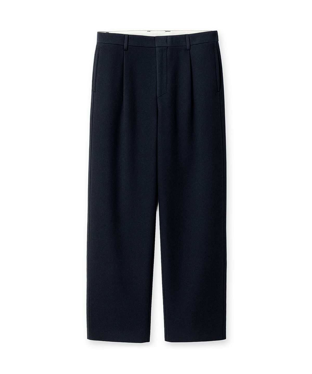 에든버러클럽(EDINBURGH CLUB) ONE-TUCK WIDE FIT WOOL BLENDED PANTS (NAVY)