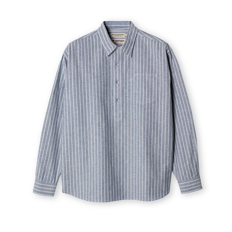 PULLOVER OXFORD STRIPED SHIRT (BLUE)