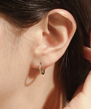 라이트 라운드 14mm 5K 골드 원터치 링귀걸이 LOFP3010H