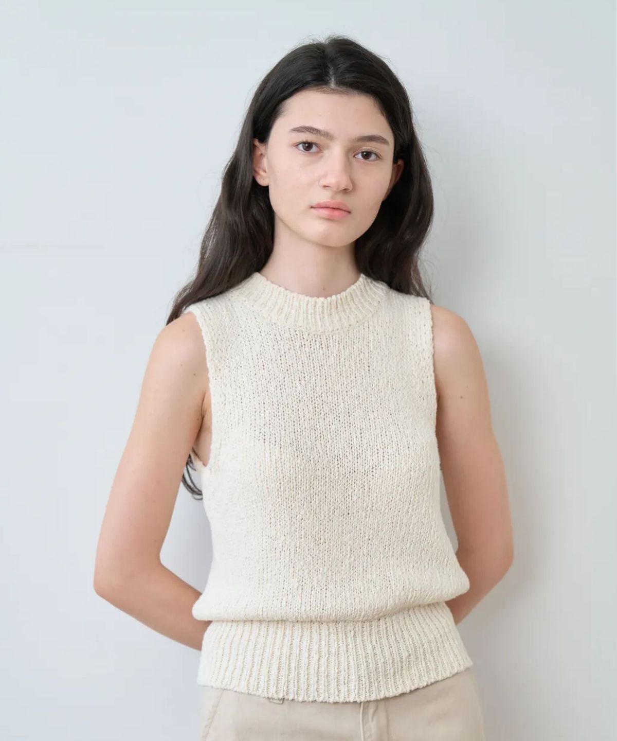 얼디르(EOLTR) Cotton Bubble Kinit Sleeveless, Cream