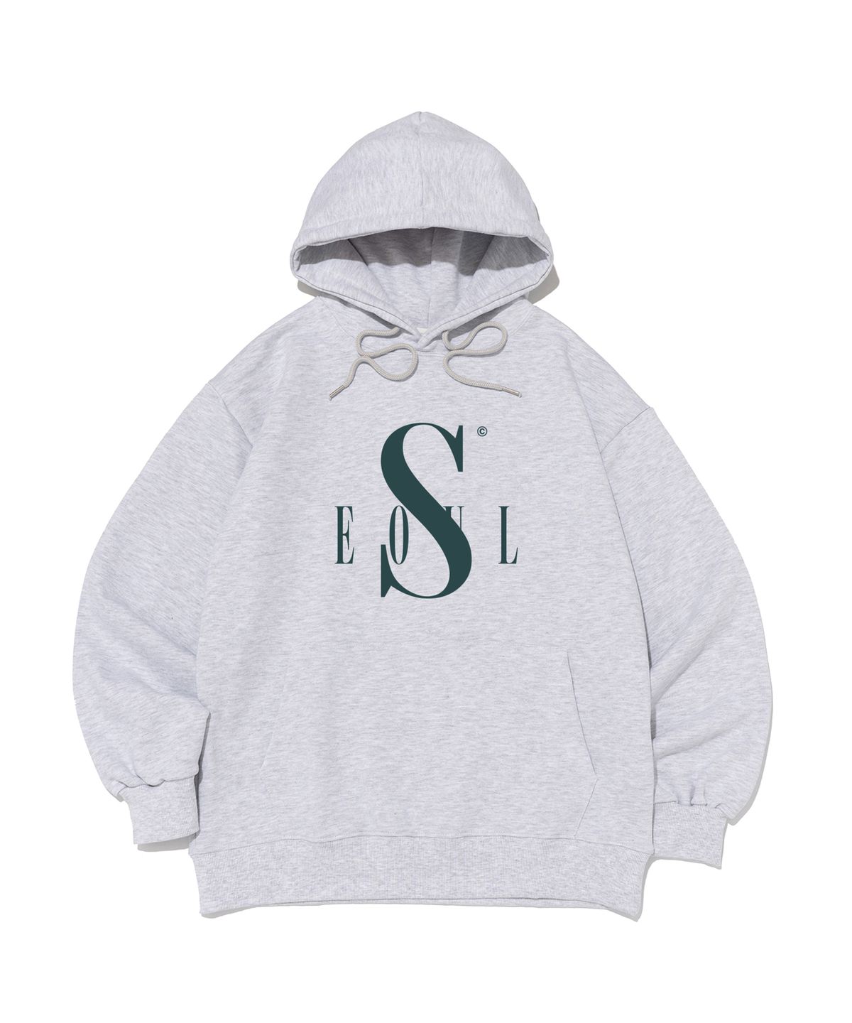 서울어패럴(SEOUL APPAREL) 변형 로고 후드 티셔츠 (라이트 그레이)