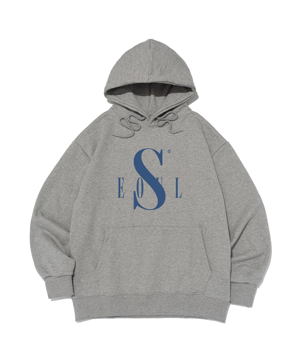 서울어패럴(SEOUL APPAREL) 변형 로고 후드 티셔츠 (멜란지 그레이)