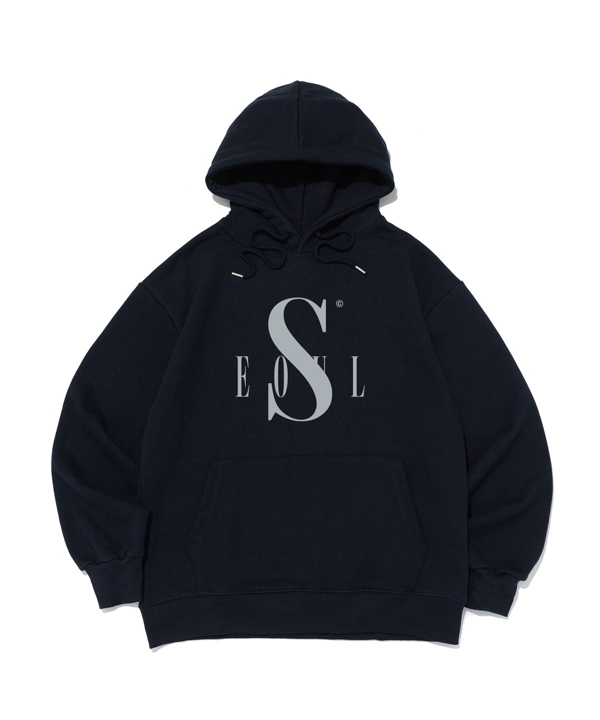 서울어패럴(SEOUL APPAREL) 변형 로고 후드 티셔츠 (네이비)