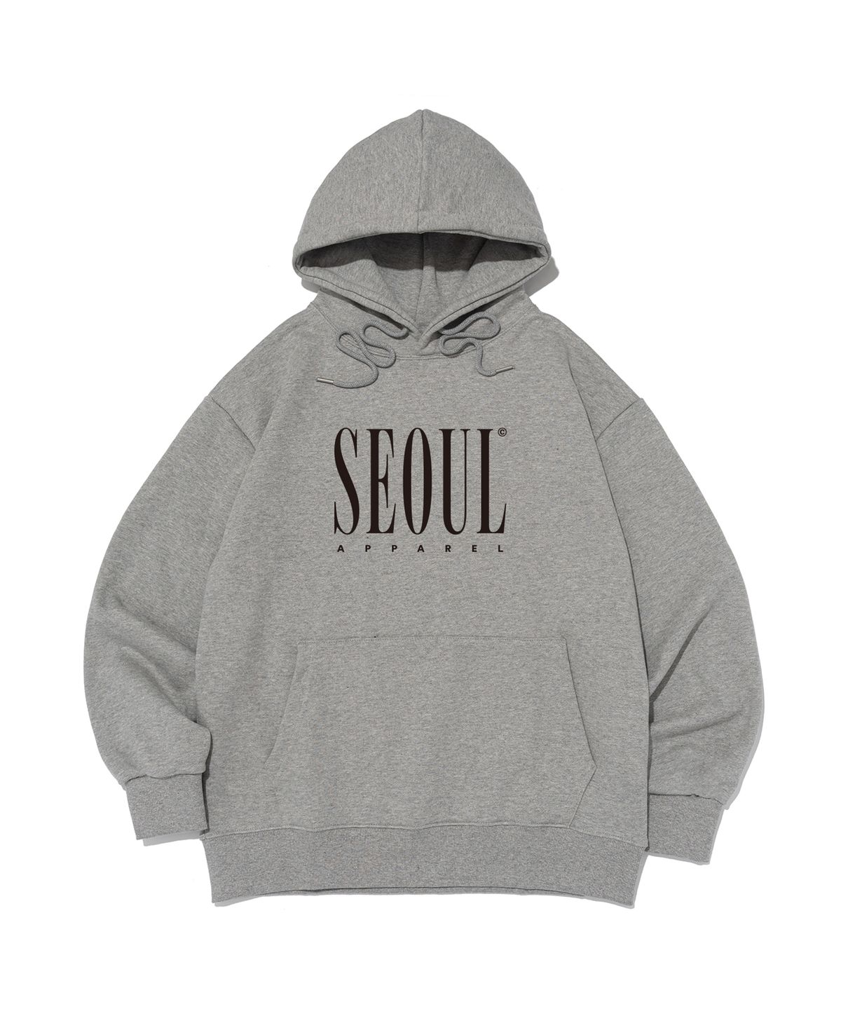 서울어패럴(SEOUL APPAREL) 레터링 로고 후드 티셔츠 (멜란지 그레이)