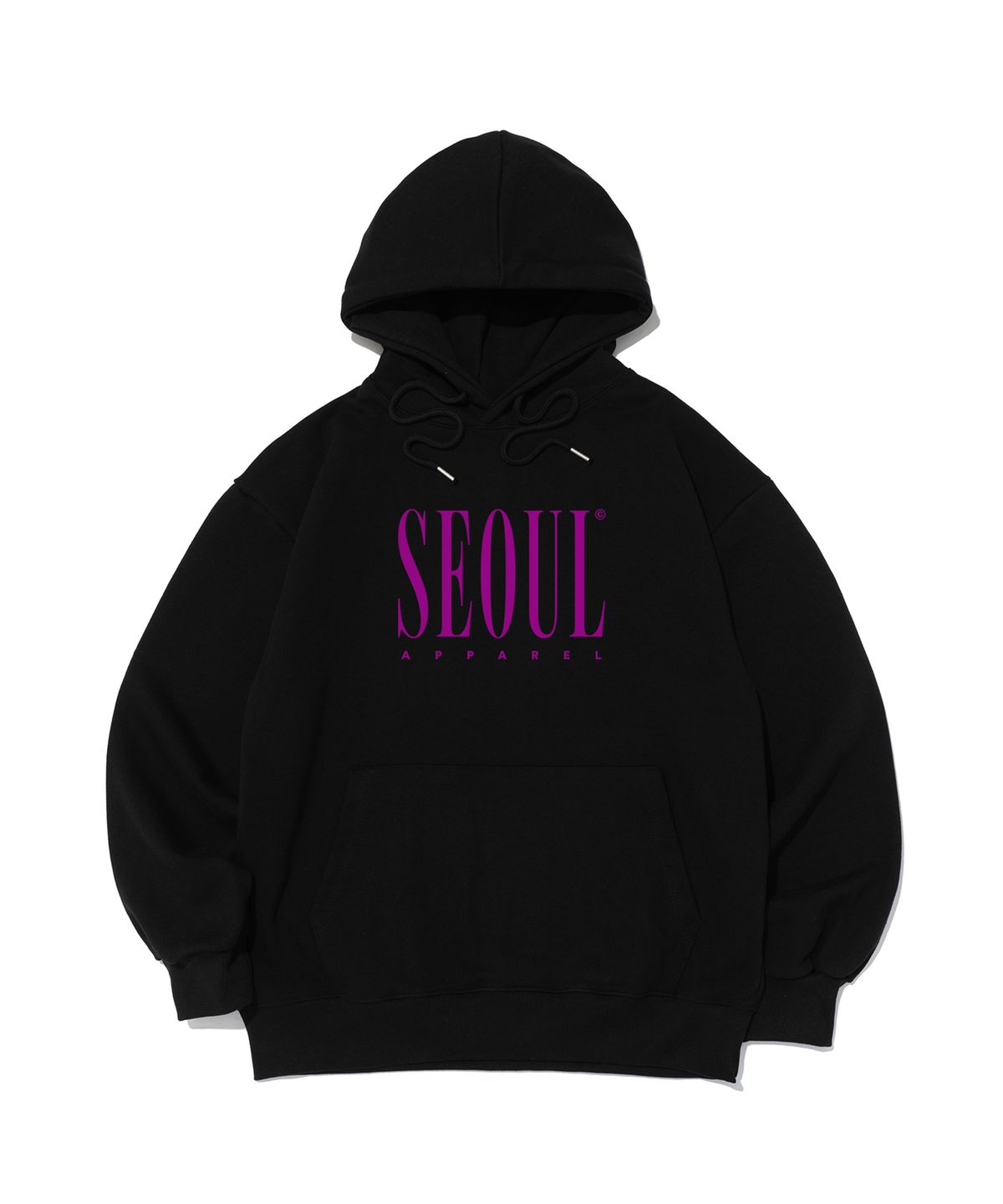 서울어패럴(SEOUL APPAREL) 컬러 레터링 로고 후드 티셔츠 (핑크/블랙)