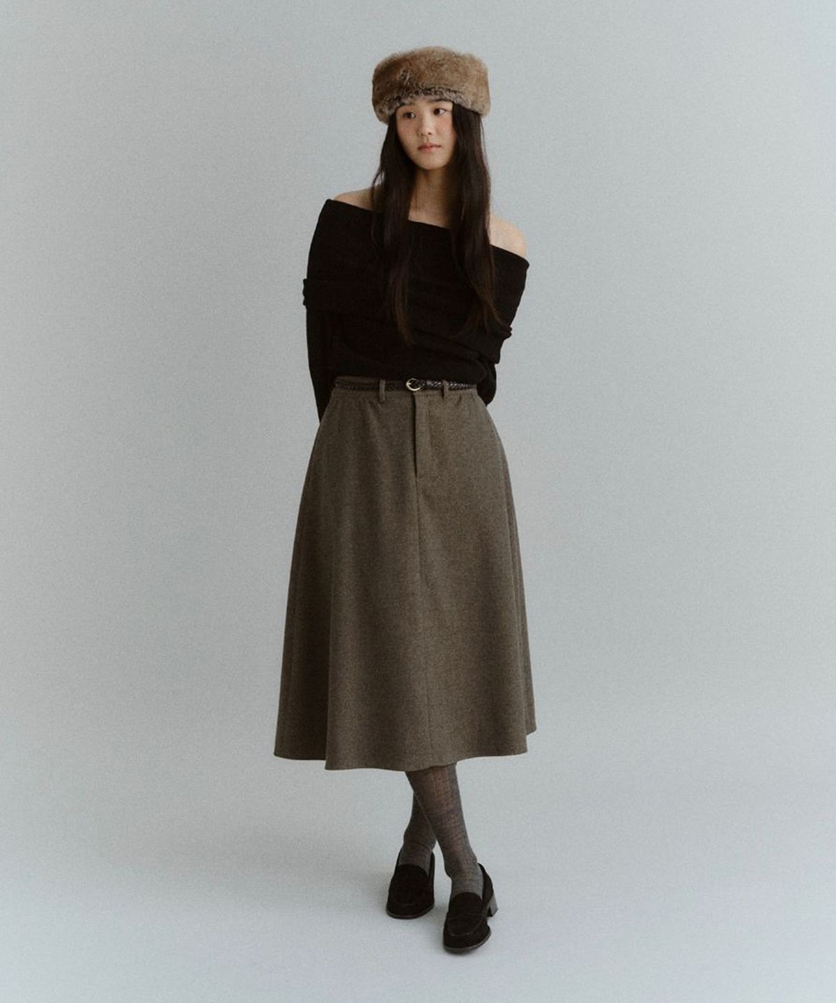 호와스(HOWUS) BERN SKIRT (ASH BROWN)