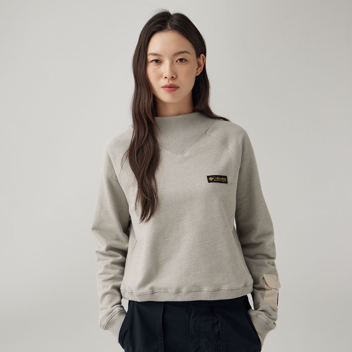컬럼비아(COLUMBIA) 여성 하이 캐스케이드 크롭 프렌치테리 긴팔 티셔츠