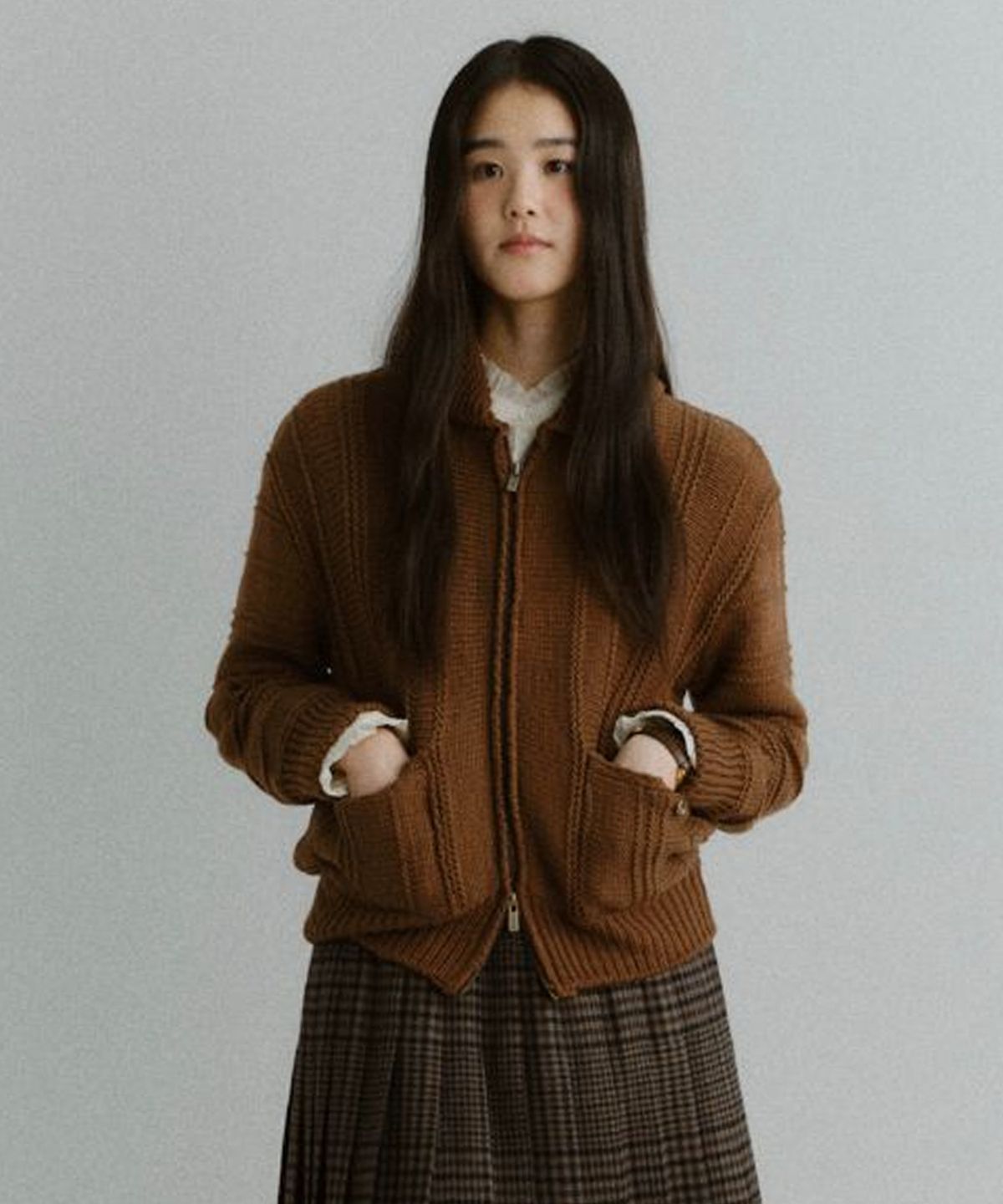 호와스(HOWUS) LAYERED VOYAGE ZIP-UP (BROWN)