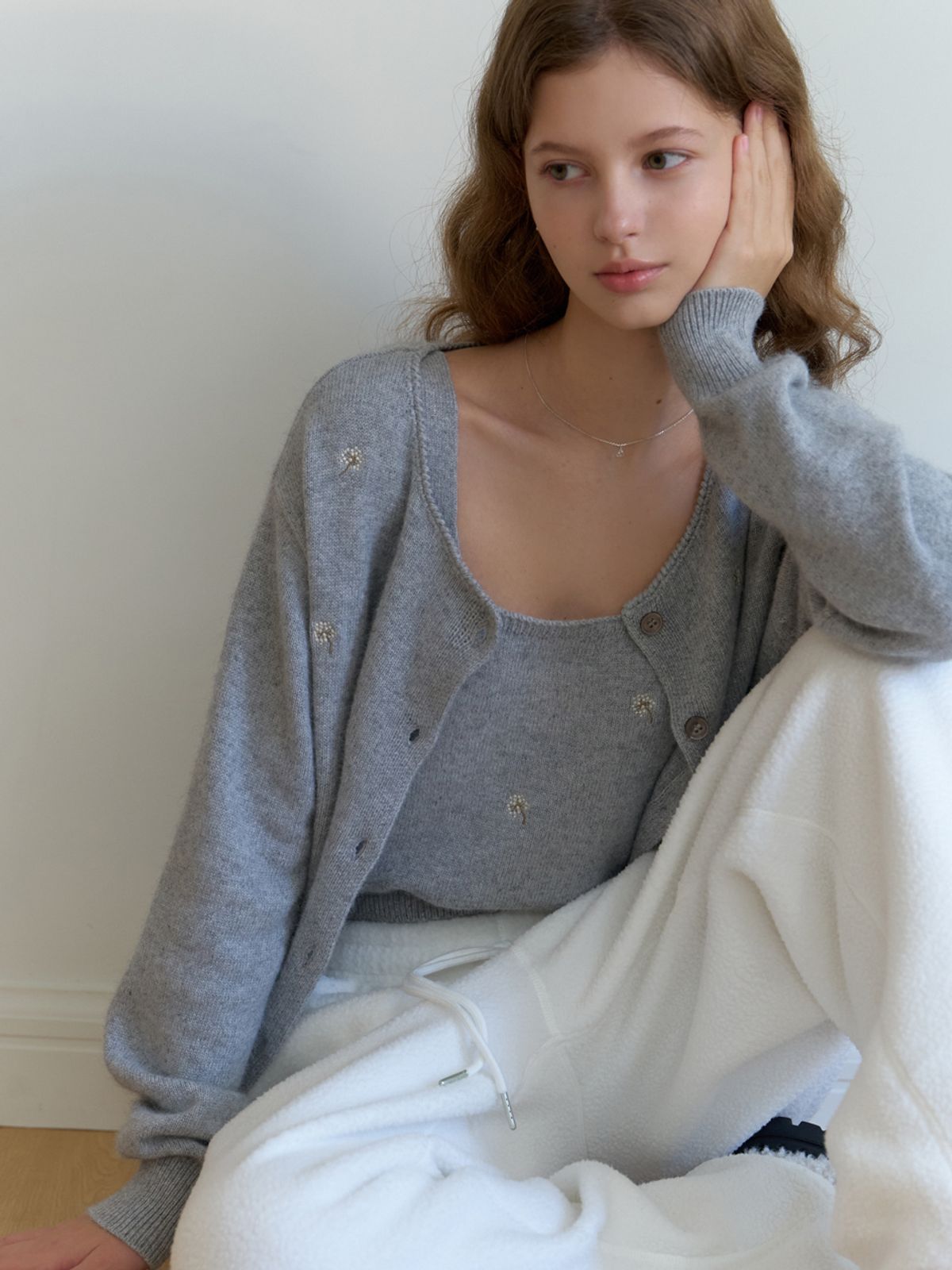 리엘(RE L) Coton knit cardigan set_2piece (gray)