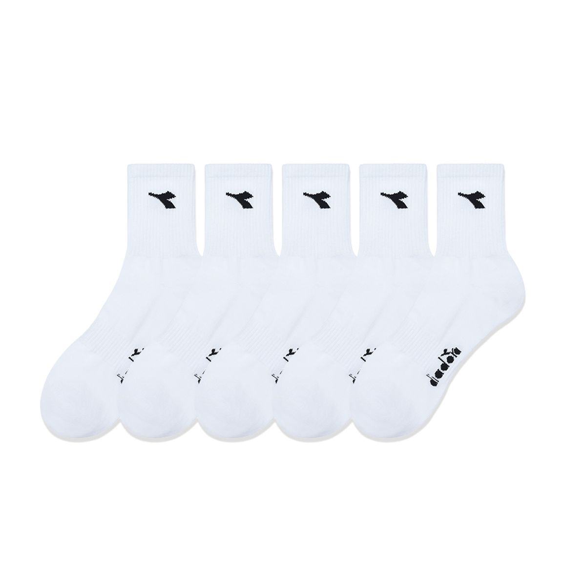 디아도라(diadora) 베이직 로고 미들삭스 화이트 5팩