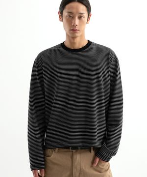 스트라이프 크롭 긴팔티 ( 2Color )