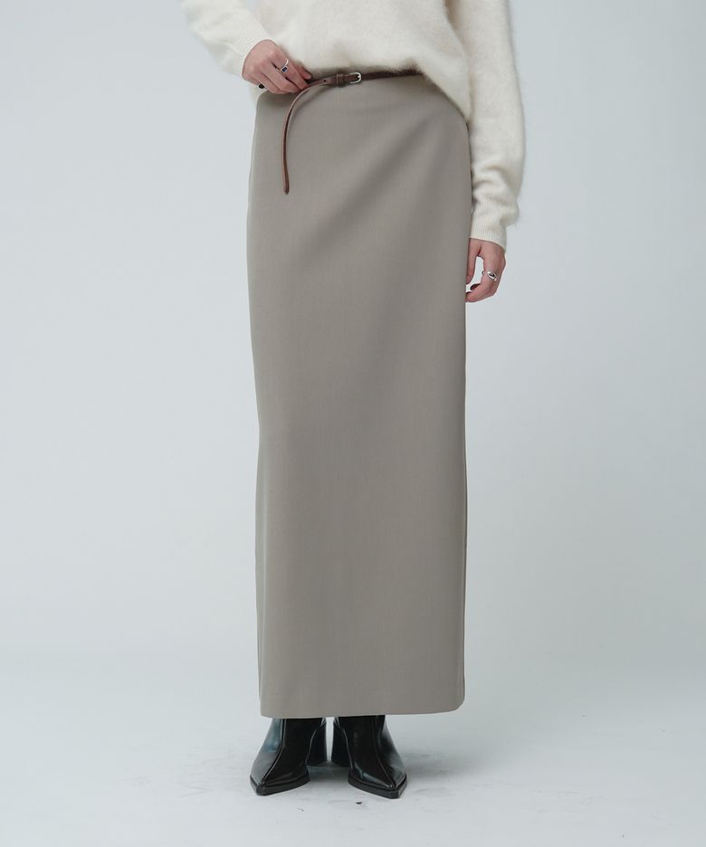 [ESSENTIEL] AUBIER Minimal Wool-Blend Long Maxi Skirt_Beige