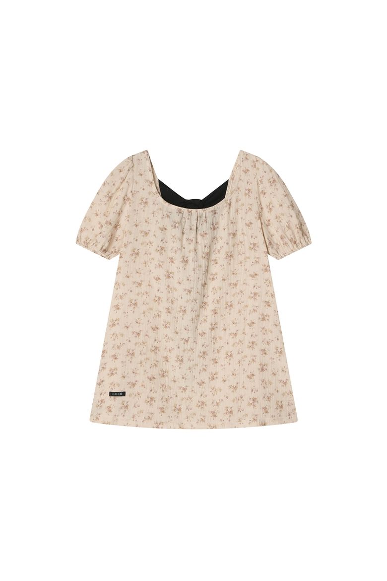 Black Tie Blouse Vintage Flower