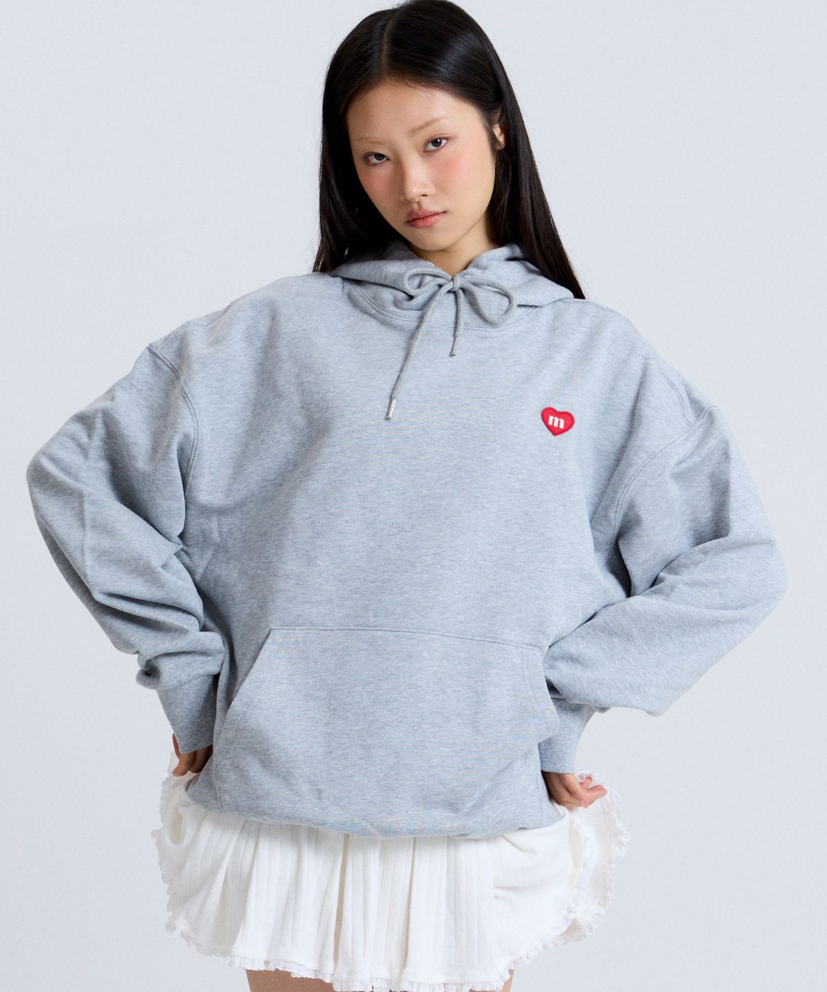 마크니(MACNI) HEART SYMBOL HOODIE MELANGE GREY