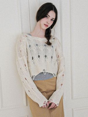 Destroyed Crop Knit Set