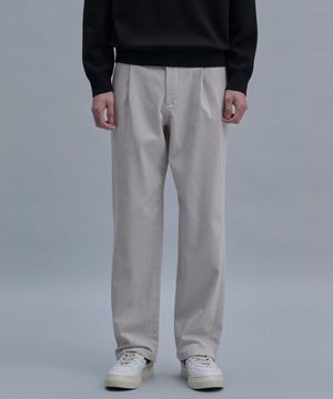 Semi Wide Brushed Cotton Pants  Ivory