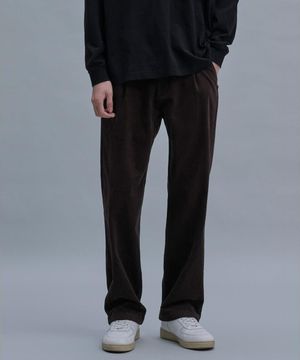 Semi Wide Brushed Cotton Pants  Brown