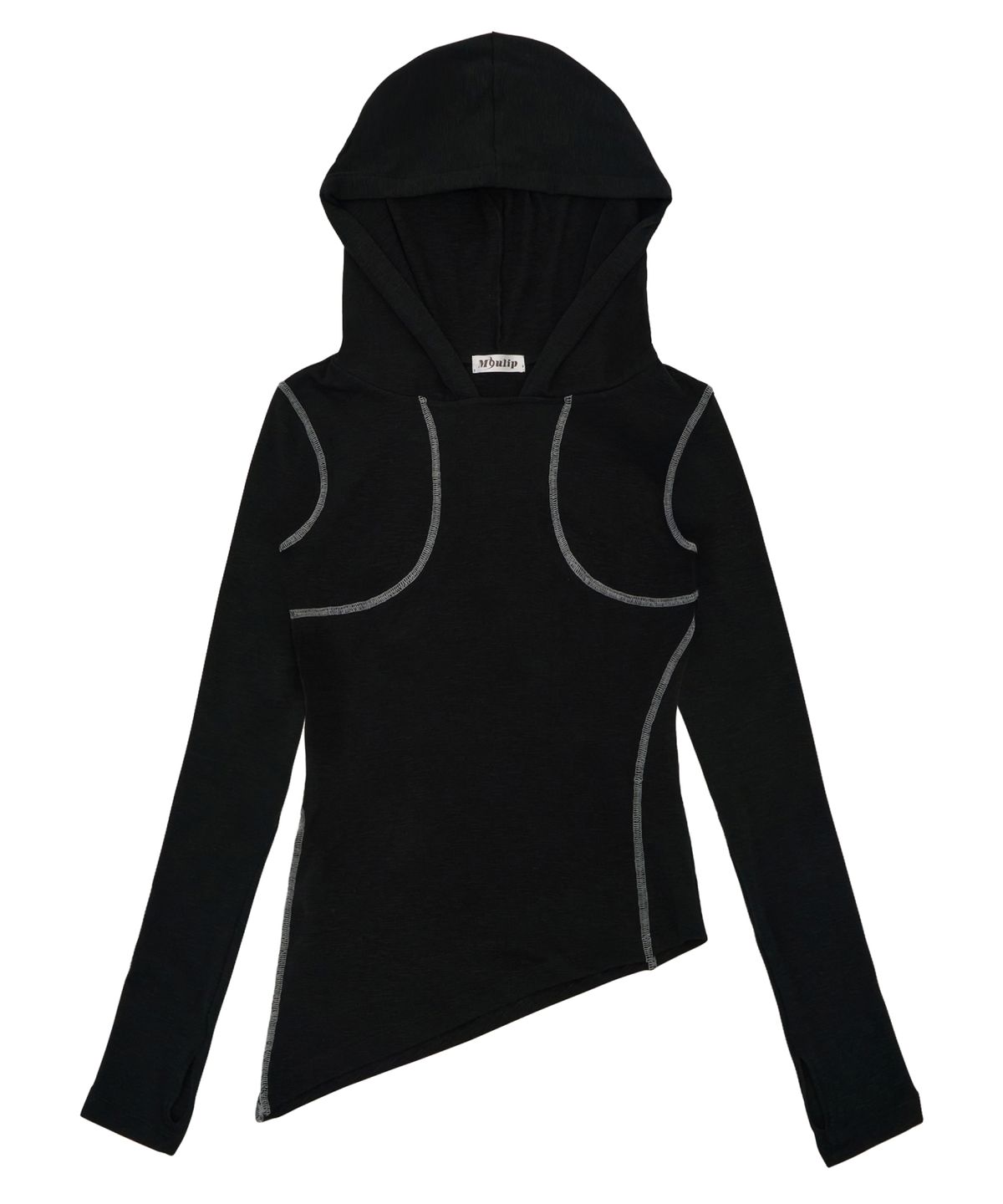 뮬립(MYULIP) CUT-OUT STITCH HOODIE/BLACK