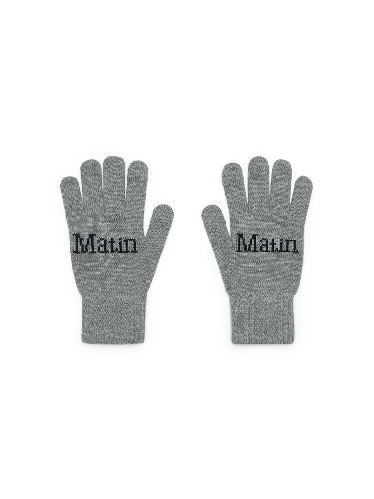 마뗑킴(MATIN KIM) MATIN SPLIT LOGO KNIT GLOVES IN GREY