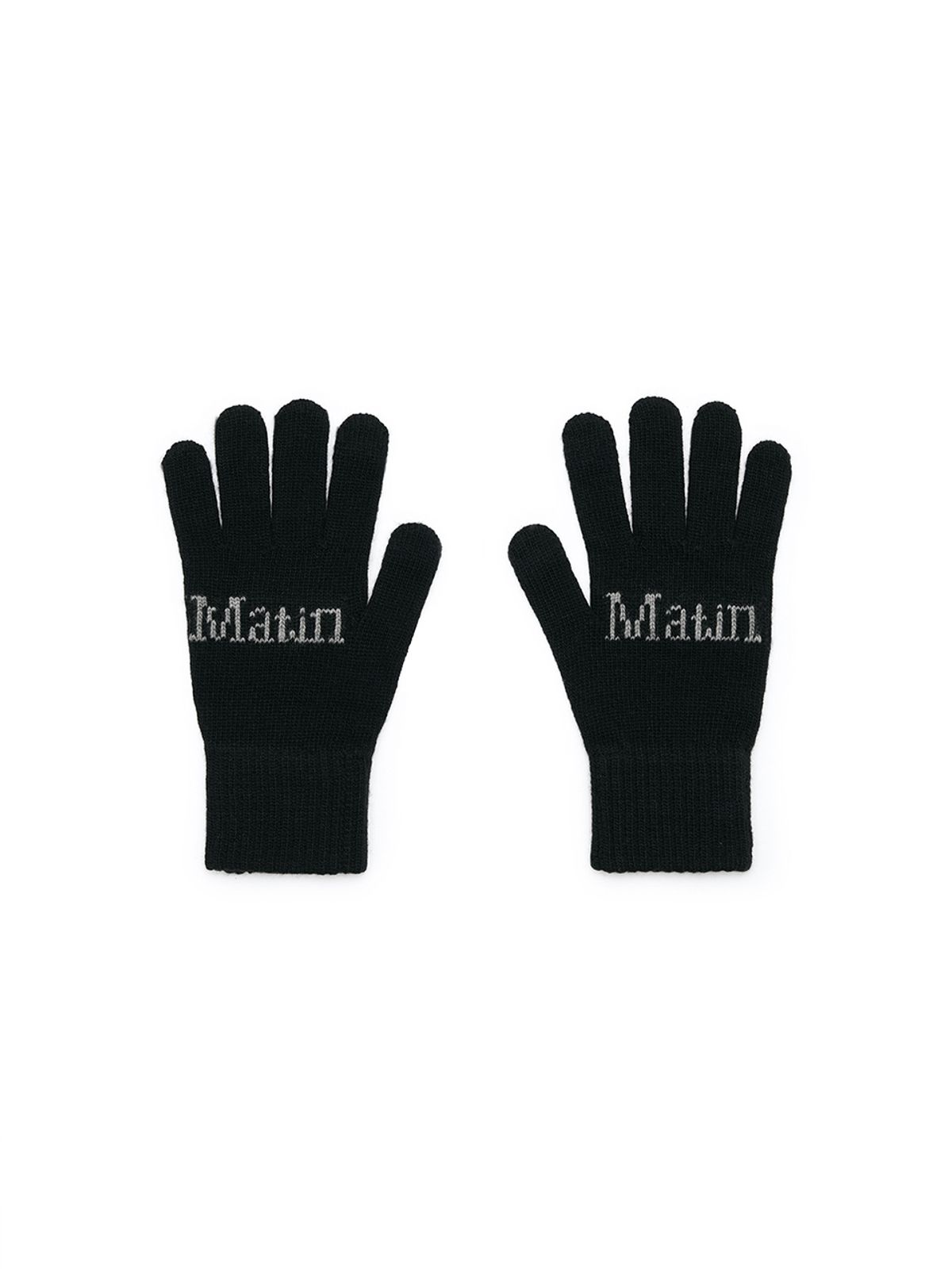 마뗑킴(MATIN KIM) MATIN SPLIT LOGO KNIT GLOVES IN BLACK