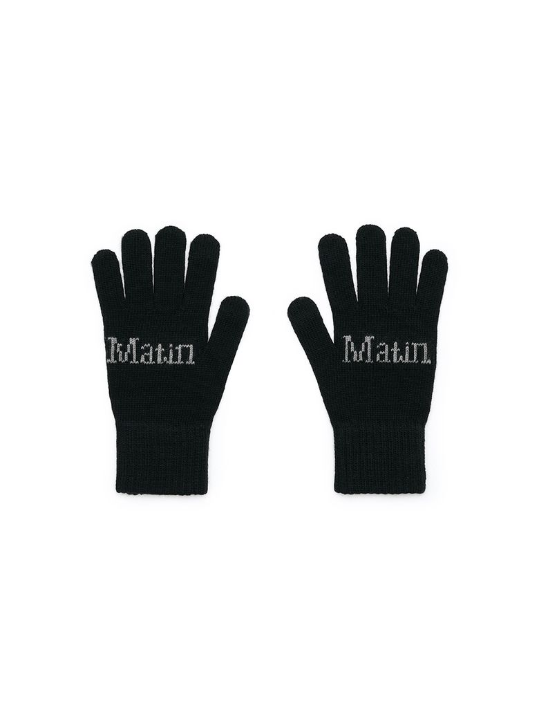 MATIN SPLIT LOGO KNIT GLOVES IN BLACK