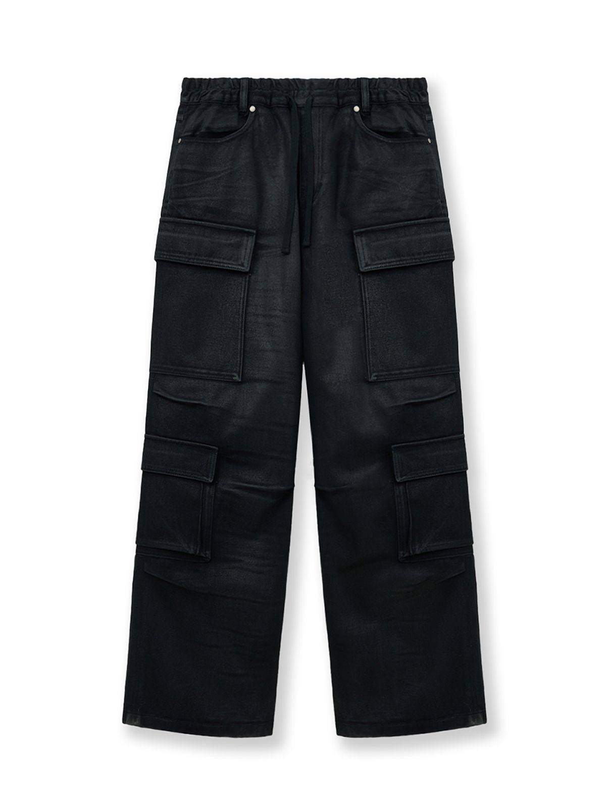 마뗑킴(MATIN KIM) COATING CARGO DENIM PANTS IN BLACK