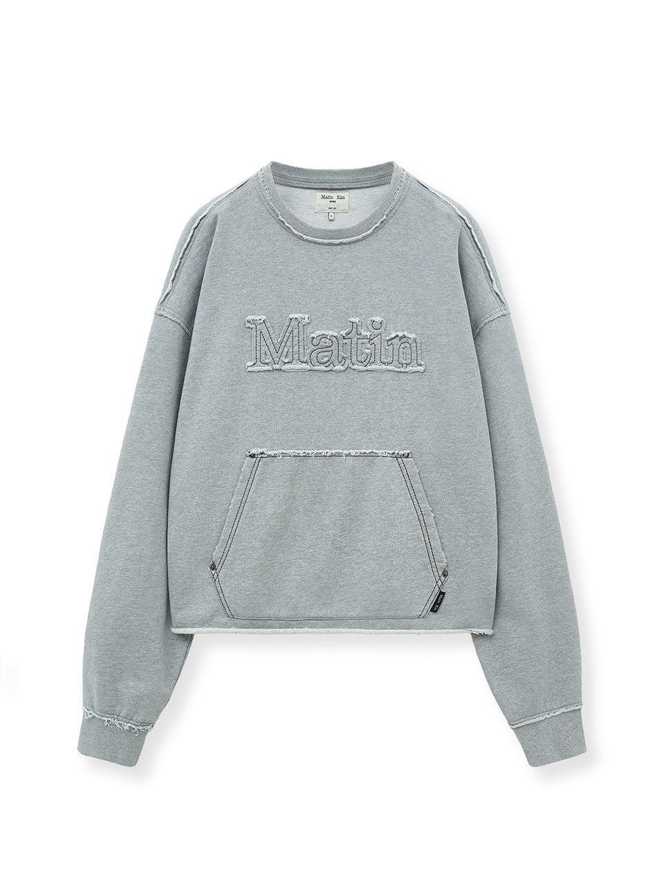 MUSINSA | MATIN KIM RAW CUT APPLIQUE SWEATSHIRT IN GREY