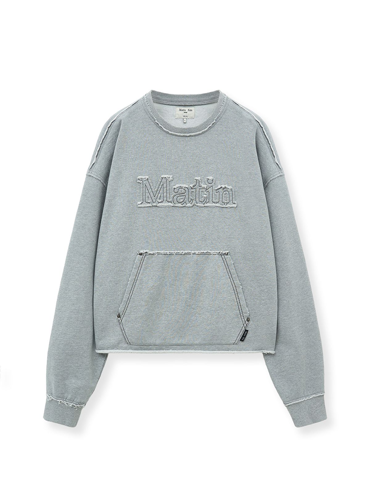 마뗑킴(MATIN KIM) RAW CUT APPLIQUE SWEATSHIRT IN GREY