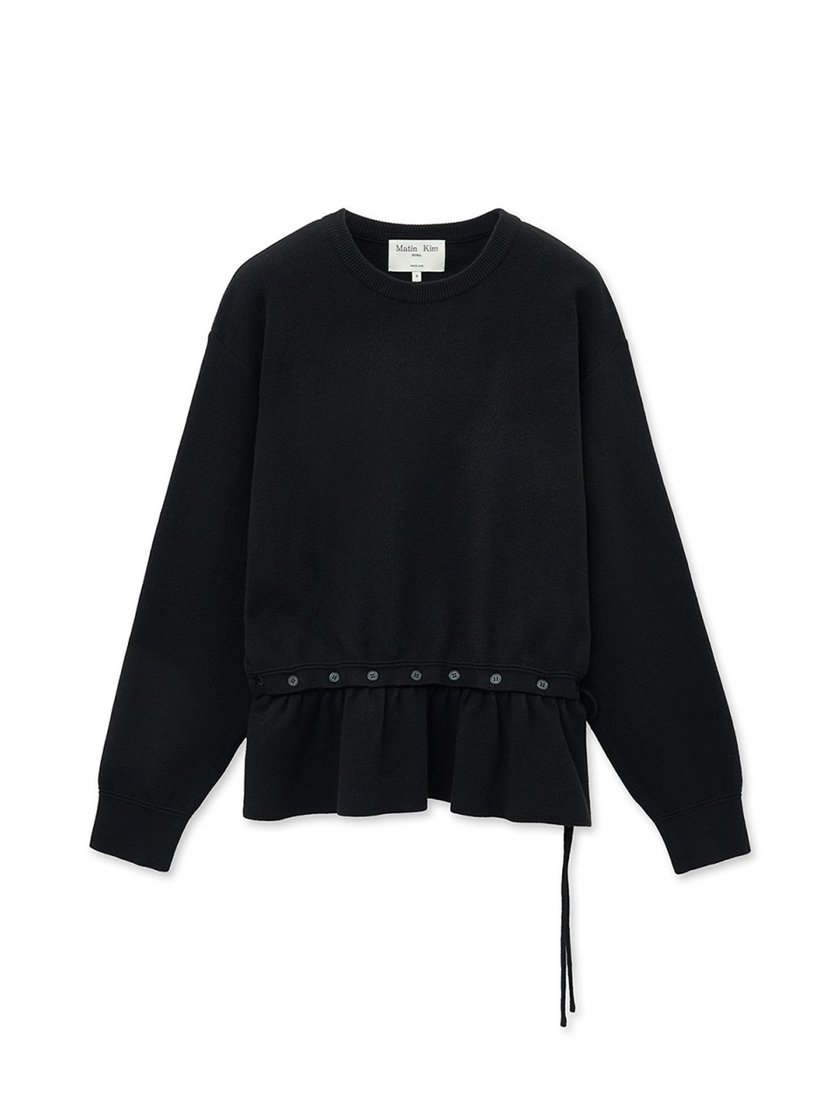 마뗑킴(MATIN KIM) DETACHABLE SKIRT KNIT PULLOVER IN BLACK
