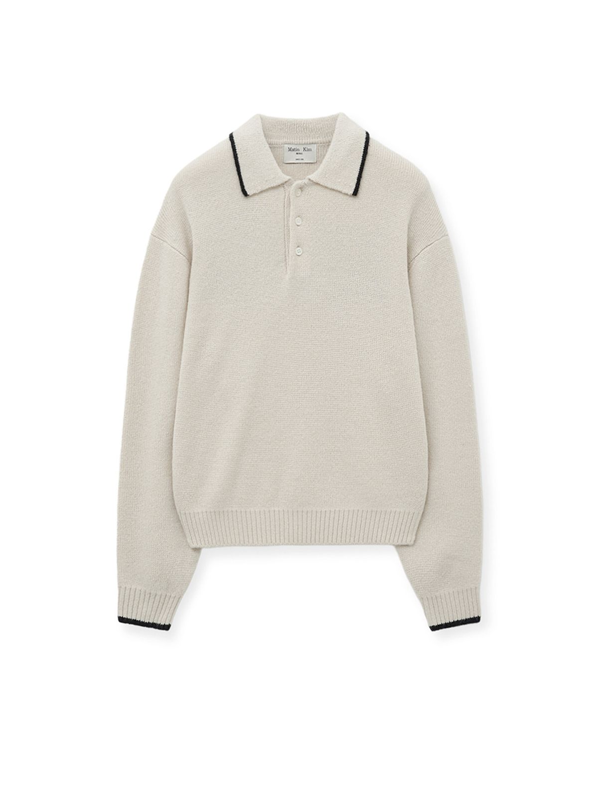 마뗑킴(MATIN KIM) BACK LOGO COLLAR KNIT TOP FOR MEN IN IVORY