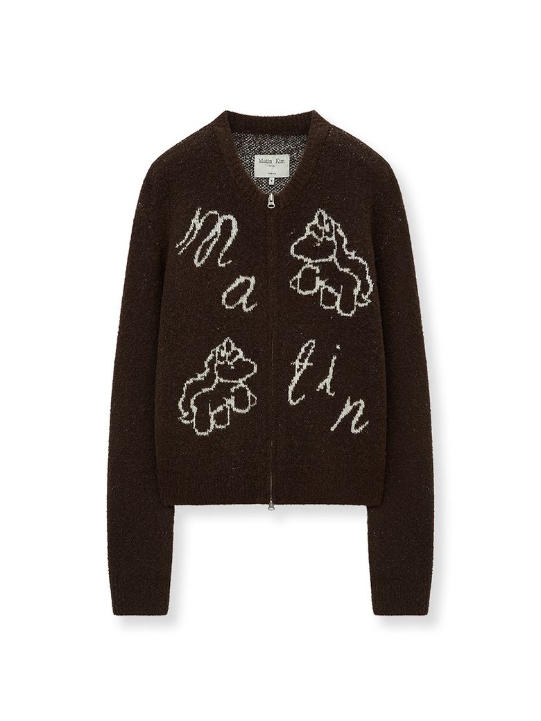 MATIN PONI CONI KNIT ZIP UP IN BROWN