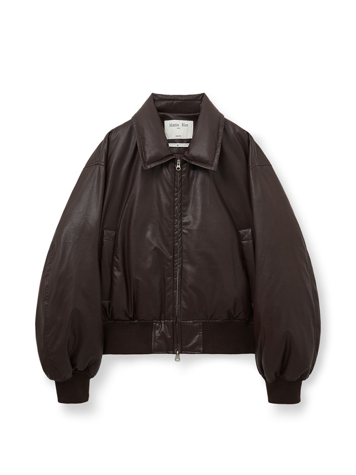 마뗑킴(MATIN KIM) FAUX LEATHER DOWN JUMPER FOR WOMEN IN BROWN