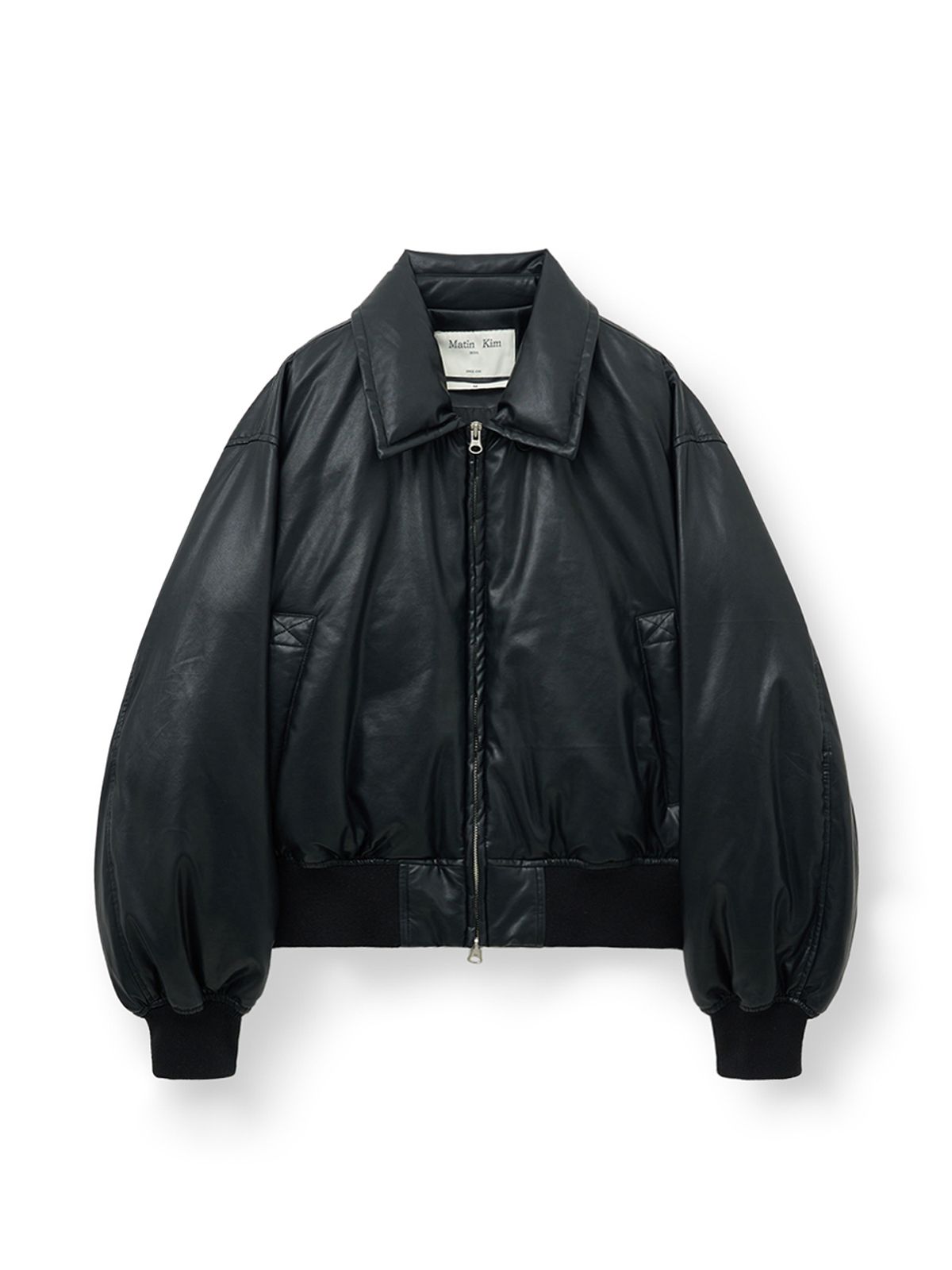 마뗑킴(MATIN KIM) FAUX LEATHER DOWN JUMPER FOR WOMEN IN BLACK