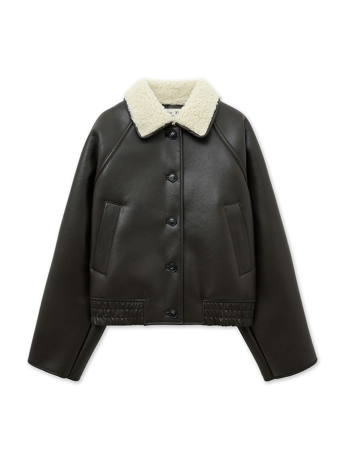 마뗑킴(MATIN KIM) FUR COLLAR MUSTANG JUMPER IN DARK BROWN