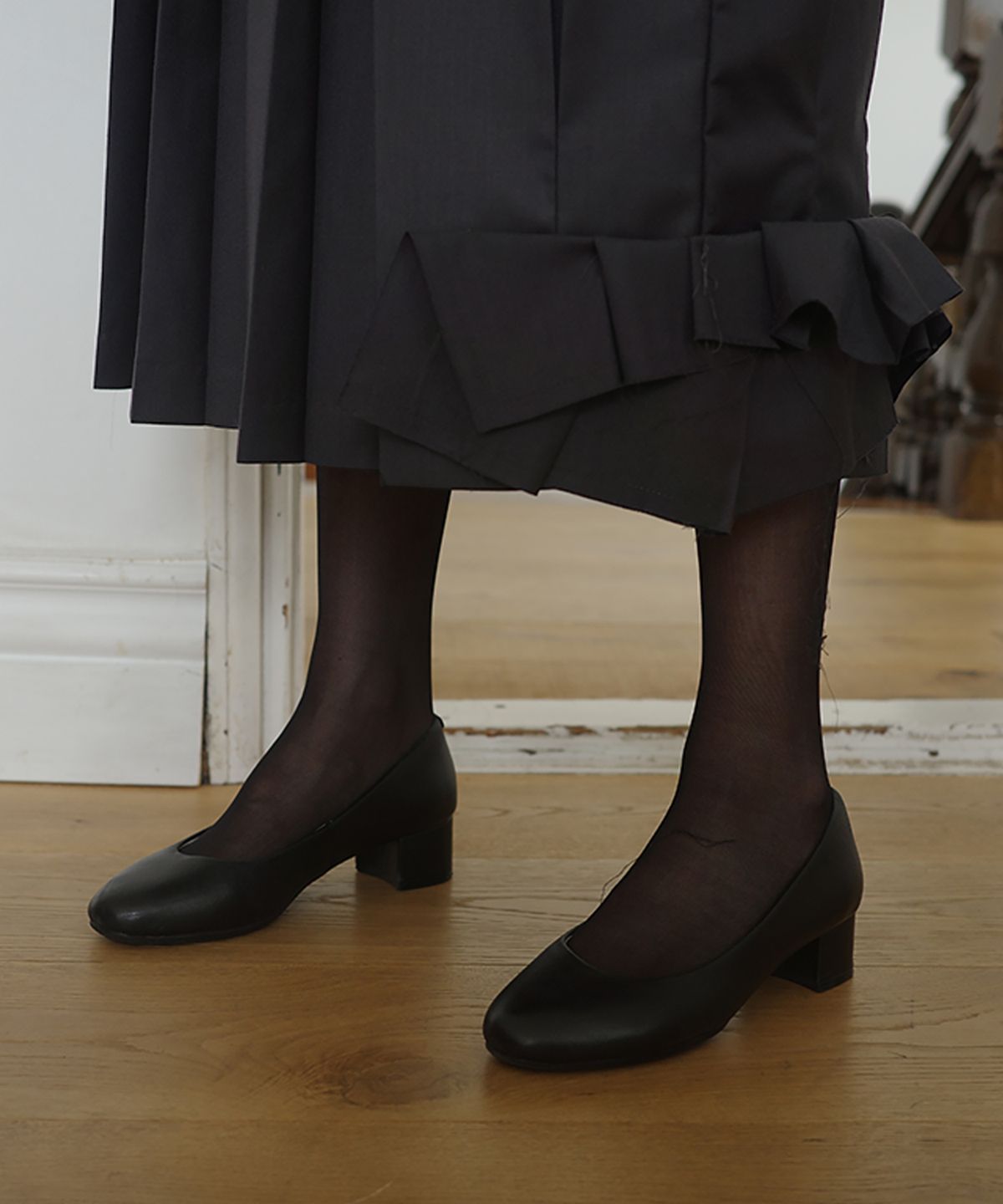 이서이(ESEOE) tobira pleats skirt Dark gray