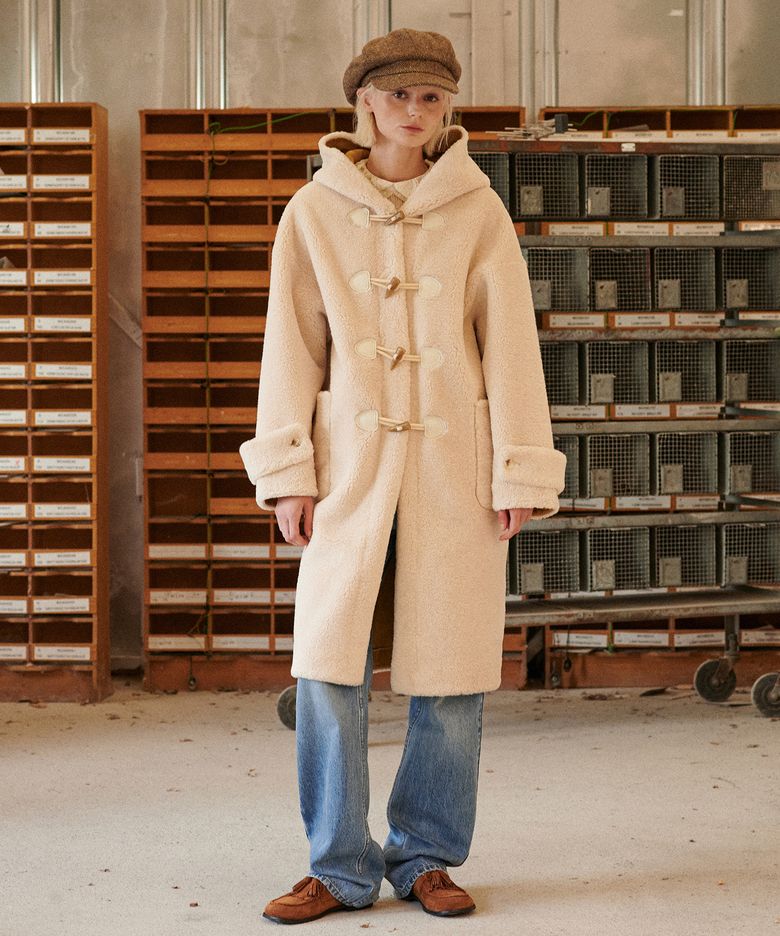 Teddy Shearling Duffle Coat (L/Beige)