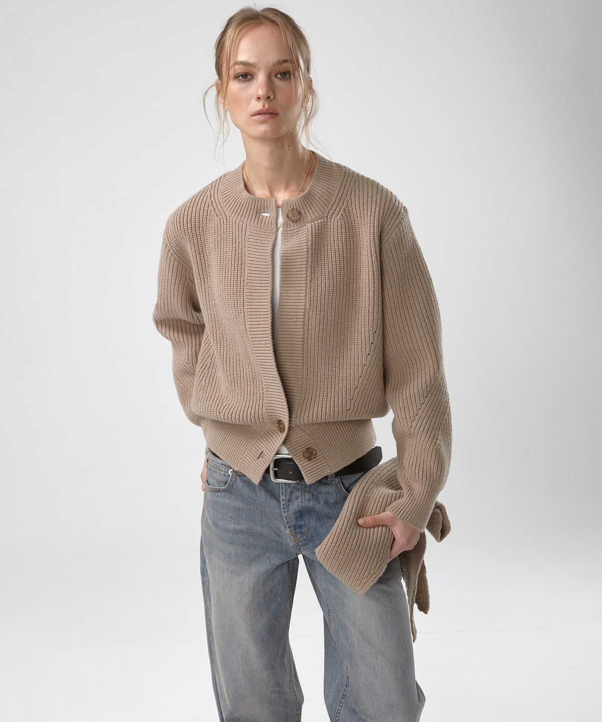 이안조(EAN JO) HEAVY WOOL CHUNKY CARDIGAN (BEIGE)